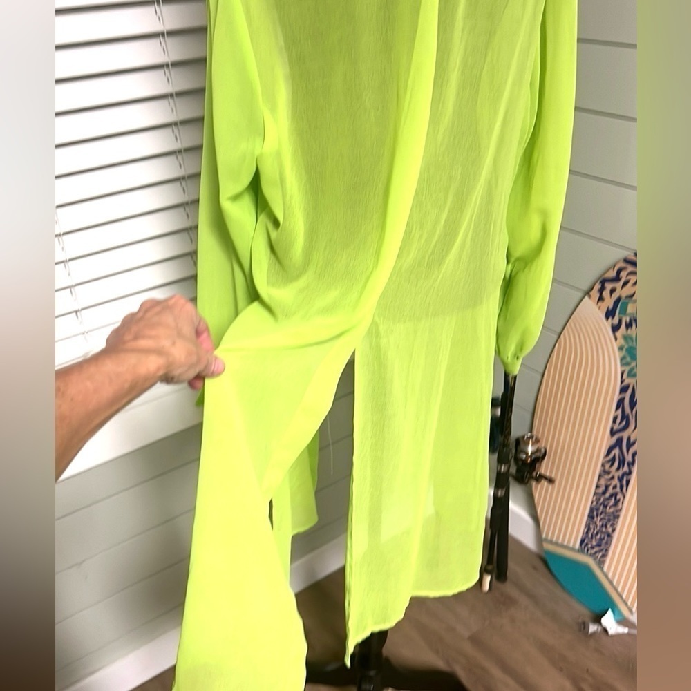 RAG, Exceptional Clothier, Neon Lime-Green Button-Front Tunic Top Execell. Cond. - Picture 3 of 8